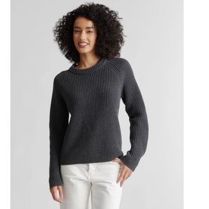 New QUINCE 100% Organic Cotton Fisherman Crew Sweater Women’s SIZE M Charcoal